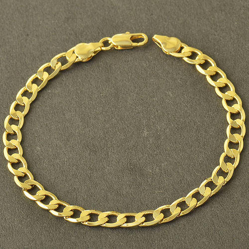 Mens Stunning 9K Yellow Gold Filled Cuban Link HandChain  ( 22cm )